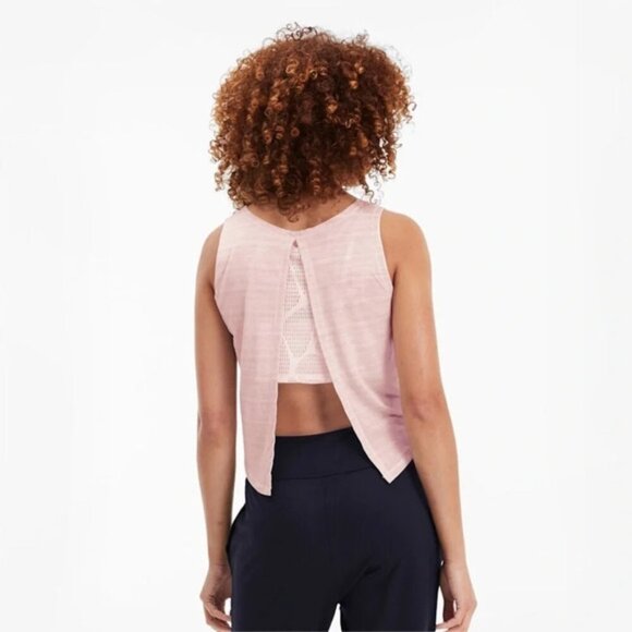 Puma Tank Top Cropped Lace Slit Open Back Mesh Burnout Rosewater Pink Size XS - Picture 12 of 12
